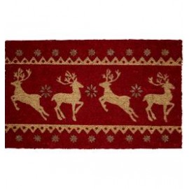 Doormat red w/reindeer