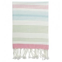 20192 Tea towel Summer stripe multi w/fringe 50x70cm