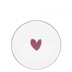 Cake Plate 16cm White/Heart in Red