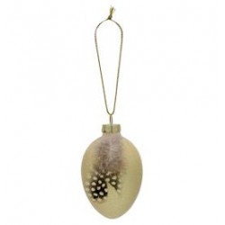 2019Egg ornament hanging Feather pale yellow