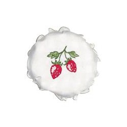 2019Jam lid cover Strawberry white w/embroidery