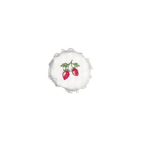 2019Jam lid cover Strawberry white w/embroidery