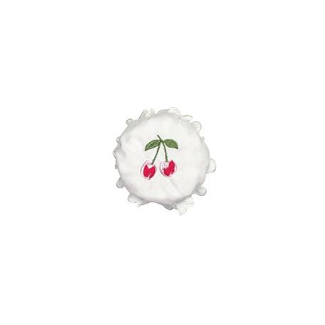 2019Jam lid cover Cherry berry white w/embroidery