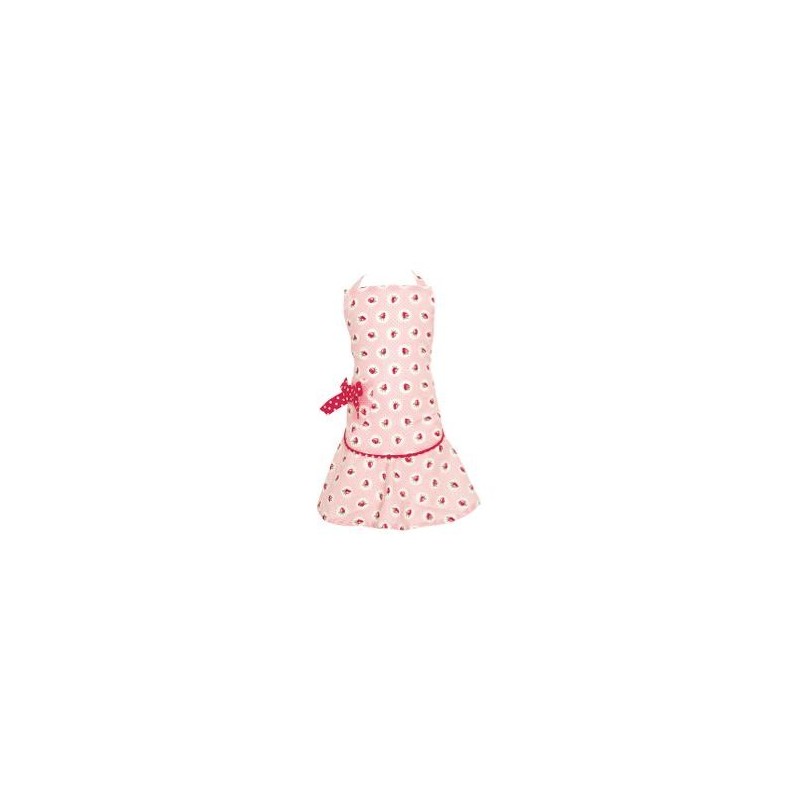2019Child apron w/bow Strawberry pale pink