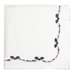 19 Napkin Jingle bell white w/embroidery 40x40cm